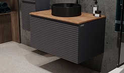 Jorno Тумба с раковиной Cossety 80 подвесная антрацит/дуб Крафт золотой – фотография-2