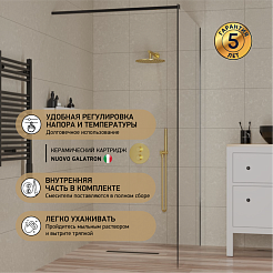 Paini Смеситель для ванны и душа Cox 78PJ690TH с термостатом, встраиваемый, брашированное золото – фотография-6