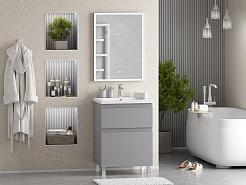 Misty Тумба с раковиной Лаки 60 серая – фотография-9