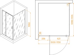 RGW Душевой уголок Passage PA-078B (PA-008B + Z-050-2B) 100x110 профиль черный стекло прозрачное – фотография-3