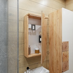 Бриклаер Мебель для ванной Форест 40 подвесная белый/дуб золотой – фотография-9