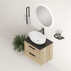 Onika Тумба с раковиной и столешницей Легран 60 подвесная дуб галифакс – фотография-14