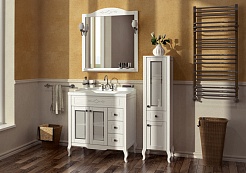 ASB-Woodline Зеркало для ванной Флоренция Квадро 80 патина, серебро, массив ясеня – фотография-4