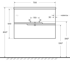 Cezares Тумба под раковину Duet-N 70 подвесная Bianco Lucido – фотография-5