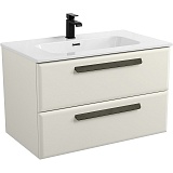 Cezares Тумба с раковиной Eco Cer-N 80 брашированная альпака CZR-8095-80 ручки матовые чёрные