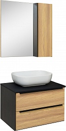 Runo Мебель для ванной Мальта 70 (Moduo Square 50) подвесная дуб/черная – фотография-1