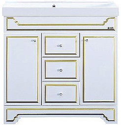 Misty Тумба для умывальника Praga 90 белая патина – фотография-1