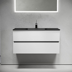 Sancos Тумба с раковиной Urban 100 белый глянец раковина Element 101 CN7003MB – фотография-2