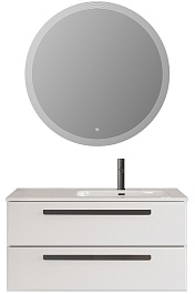 Cezares Тумба с раковиной Eco Cer-N 100 R bianco lucido ручки чёрные – фотография-2