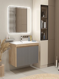 Teymi Тумба с раковиной Netta 80 подвесная дуб/графит – фотография-11