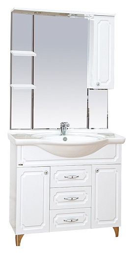 Misty Зеркальный шкаф Александра 85 R белый металлик – фотография-2