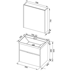 Aquanet Тумба с раковиной "Латина 70" бордо 2 ящика (180034) – фотография-5