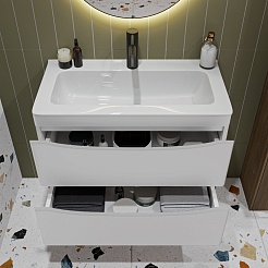 Vivon Тумба под раковину Ostin 70 подвесная белая матовая – фотография-3