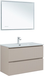 Aquanet Тумба с раковиной Джейн (Flat) 90 подвесная бежевая матовая – фотография-7