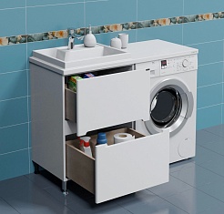 СанТа Тумба под раковину над стиральной машиной Лондон 59 белая – фотография-5