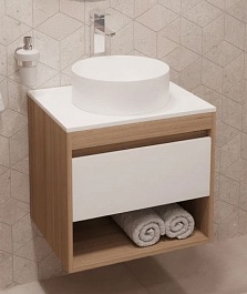 Teymi Тумба с раковиной Ritta 75 дуб эврика/белый матовый T60521 раковина T50105 – фотография-1