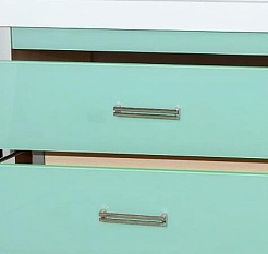 Misty Тумба с раковиной Джулия QVATRO 60 подвесная голубая – фотография-5