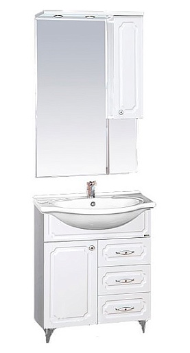 Misty Зеркальный шкаф Александра 65 R белый металлик – картинка-3