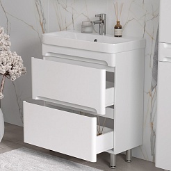 Equil Тумба с раковиной Nice 60 2 ящика напольная белая – фотография-4