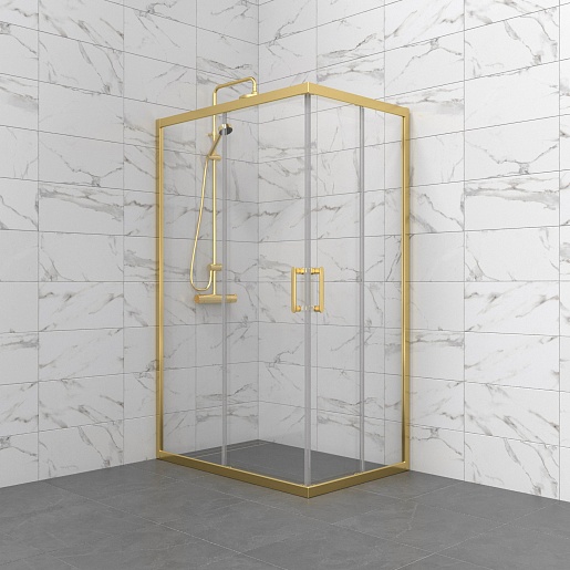 Triton Душевой уголок Фикс-Голд 120x80 стекло прозрачное профиль золото – картинка-3
