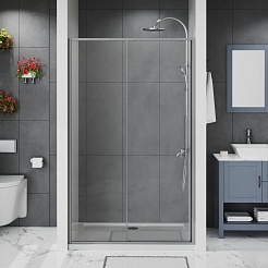 Azario Душевая перегородка Shanghai 110/195 профиль матовый графит стекло прозрачное – фотография-2