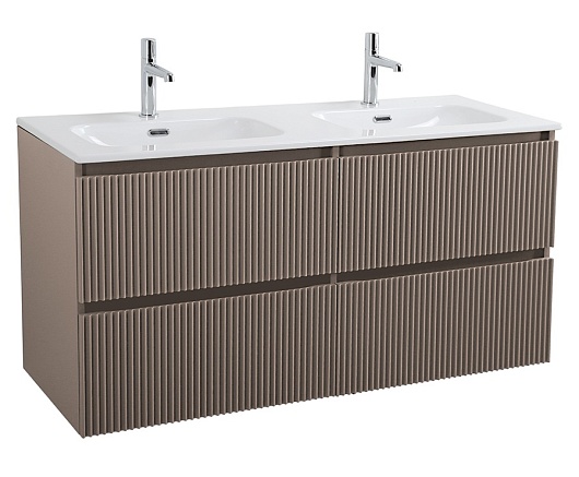 BelBagno Тумба под раковину Uno 120 с 2 чашами подвесная Бежевый матовый – фото-1