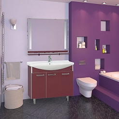 Misty Тумба с раковиной Джулия 105 прямая бордовая – фотография-4