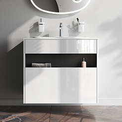 Am.Pm Тумба под раковину Func 80 подвесная белая глянцевая – фотография-2