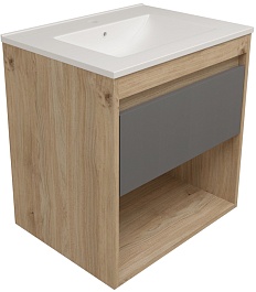 Teymi Тумба с раковиной Vitra 60 подвесная дуб/графит – фотография-1