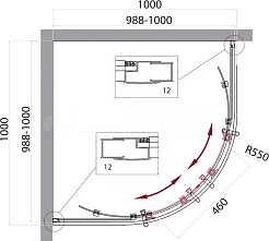 BelBagno Душевой уголок Uno 100/100 UNO-195-R-2-100-C-Cr стекло прозрачное – фотография-7