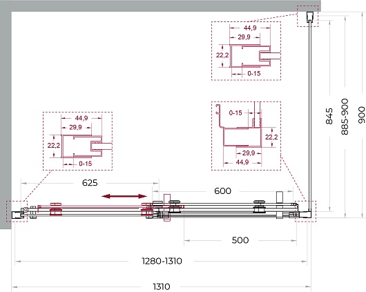 BelBagno Душевой уголок Marino MARINO-2-AH-1-130/90-C-GM 130x90 профиль оружейная сталь стекло прозрачное – фотография-10
