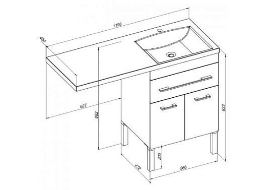 Aquanet Тумба с раковиной Верона 120 R напольная белая – фотография-10