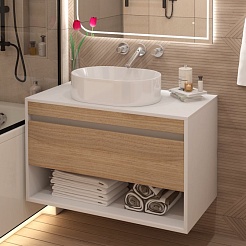 Teymi Тумба с раковиной Ritta 85 Lori 50 подвесная белый/дуб – фотография-4