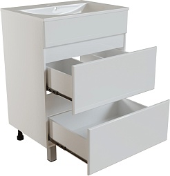Mixline Тумба с раковиной Брикс 60 2 ящика белая – фотография-2