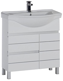 Aquanet Тумба под раковину Доминика 80 с б/к белая – фотография-1
