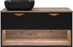 Brevita Тумба под раковину Bergen 105 подвесная дуб галифакс олово/черная – фотография-1