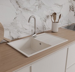 Teymi Мойка кухонная Hanna Smart 74 кварцевая белая матовая – фотография-8