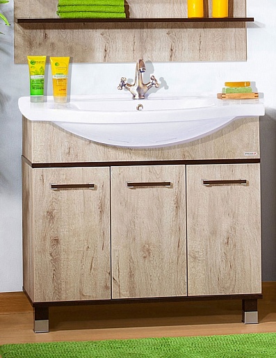 Бриклаер Тумба с раковиной Карибы 100 дуб кантри/венге – фото-1