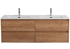 BelBagno Тумба под раковину Kraft 140 подвесная 4 ящика Rovere Nebrasca Nature двойная раковина – фотография-1