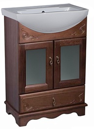 Bas Мебель для ванной Варна 75 орех, вставки стекло, ящик, зеркало-шкаф – фотография-3