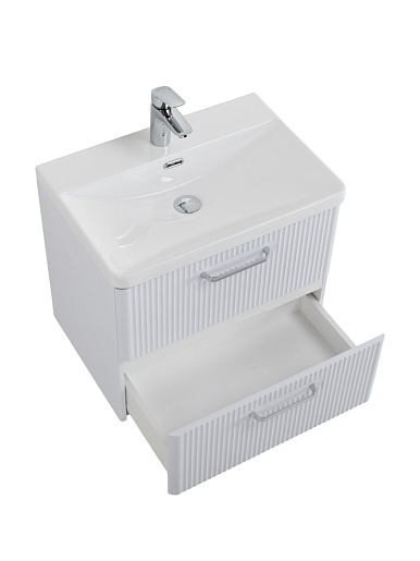 BelBagno Тумба с раковиной Due 60 подвесная Белый металлик ручки Хром полированный – фотография-12