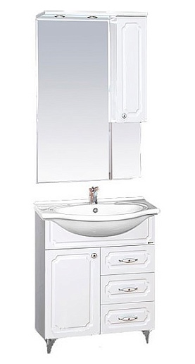 Misty Тумба с раковиной Александра 65 белый металлик – картинка-3