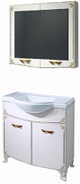 Какса-а Мебель для ванной Классик-Д 80 белый/золото – фотография-1