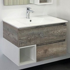 Comforty Тумба с раковиной Турин 75М подвесная дуб бежевый – фотография-1