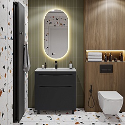 Vivon Тумба с раковиной Ostin 80 напольная черная матовая – фотография-13