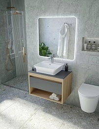 Teymi Тумба с раковиной Ritta 65 дуб эврика/графит матовый подвесная T60524 раковина T50002 – фотография-2