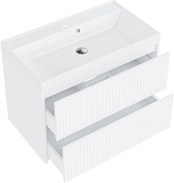 Vivon Тумба под раковину Kristi 80 подвесная белая матовая рифленая – фотография-6