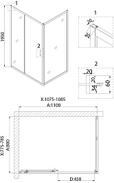 Niagara Душевая дверь в нишу Nova NG-82-11AB – фотография-3