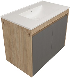 Teymi Тумба под раковину Netta 80 подвесная без фасада дуб – фотография-2