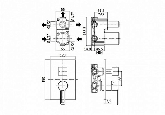 Paffoni Смеситель для душа Ringo RIN019CR/M (с внутренней частью) – фотография-2